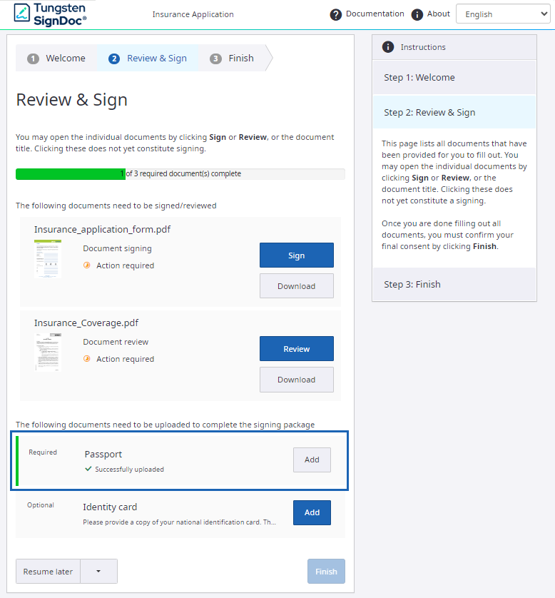 Updated document status