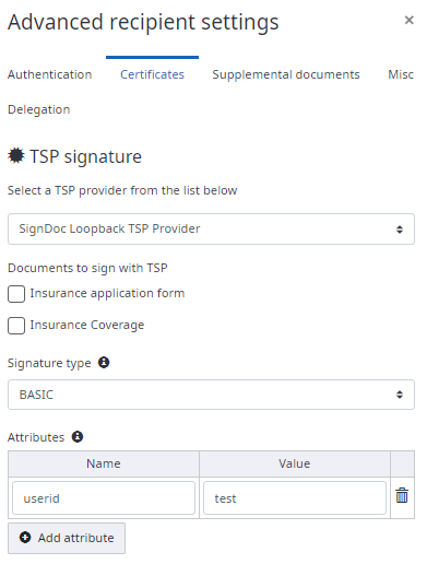 TSP signature for documents