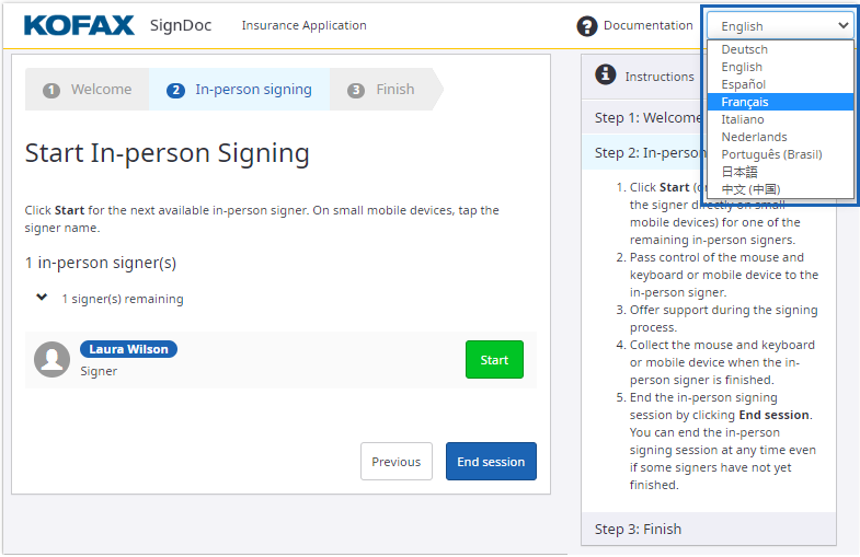 Change user interface language