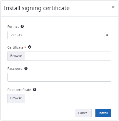 PKCS12 signing certificate