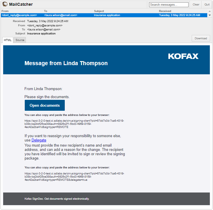 Receive signing request Receive signing request