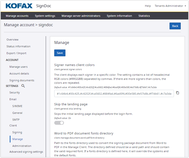 Edit account settings