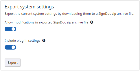 Export system settings