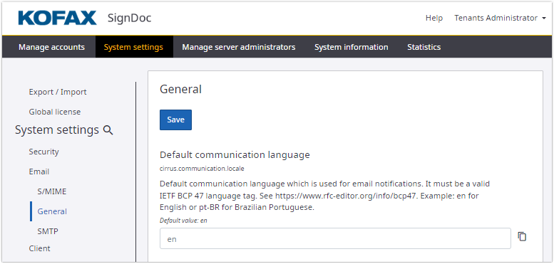 General email settings
