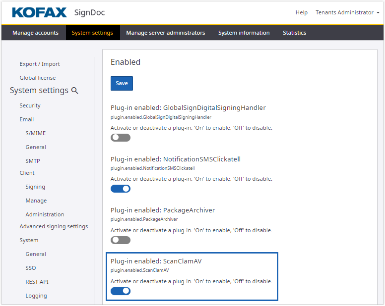 Enable plug-in globally