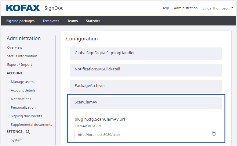 Configure plug-in for account