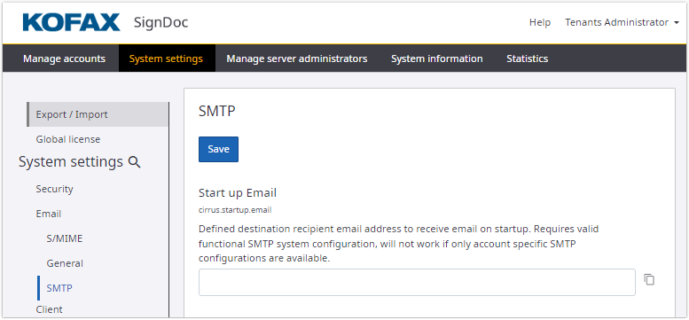 SMTP configuration