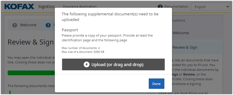 Upload documents