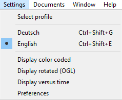 Settings menu
