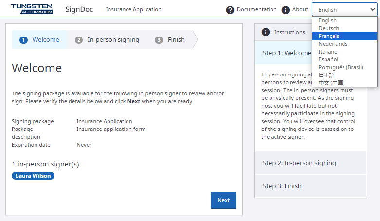 Change user interface language