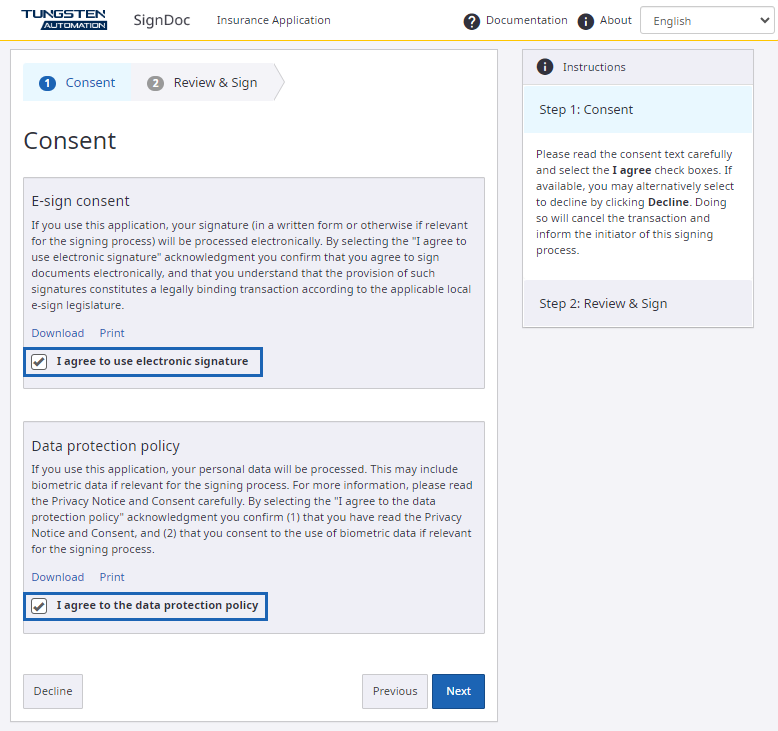 E-sign and the GDPR consent