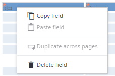 Context menu of a field in the document