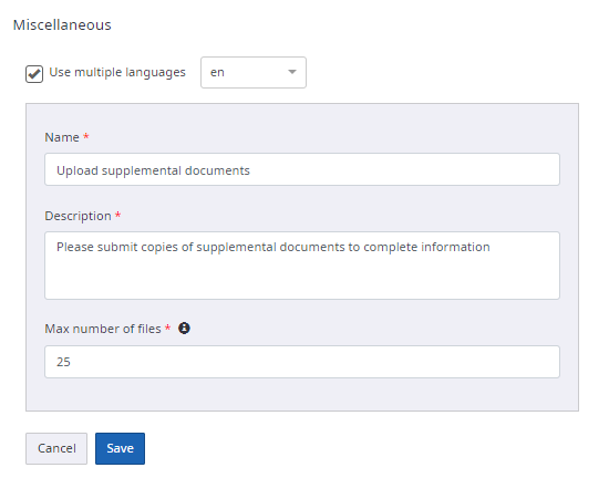 Supplemental document form
