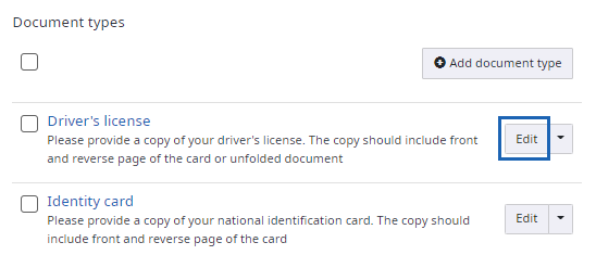 Edit supplemental document type