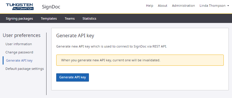Generate API key