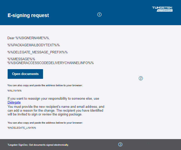 Basic email notification main sections