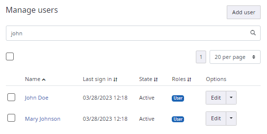 Search for account users
