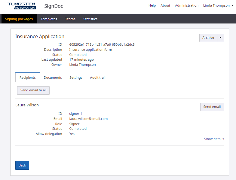 Signing package details