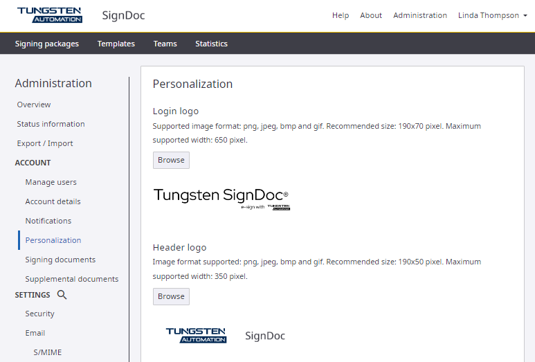 Personalization page