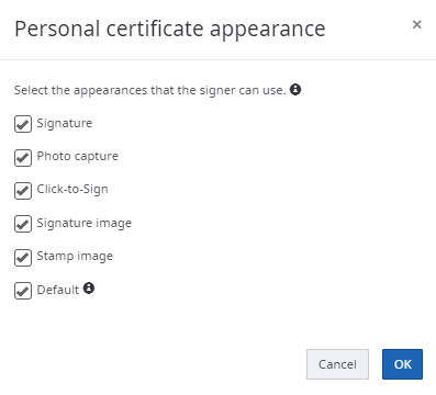 Personal certificate appearance