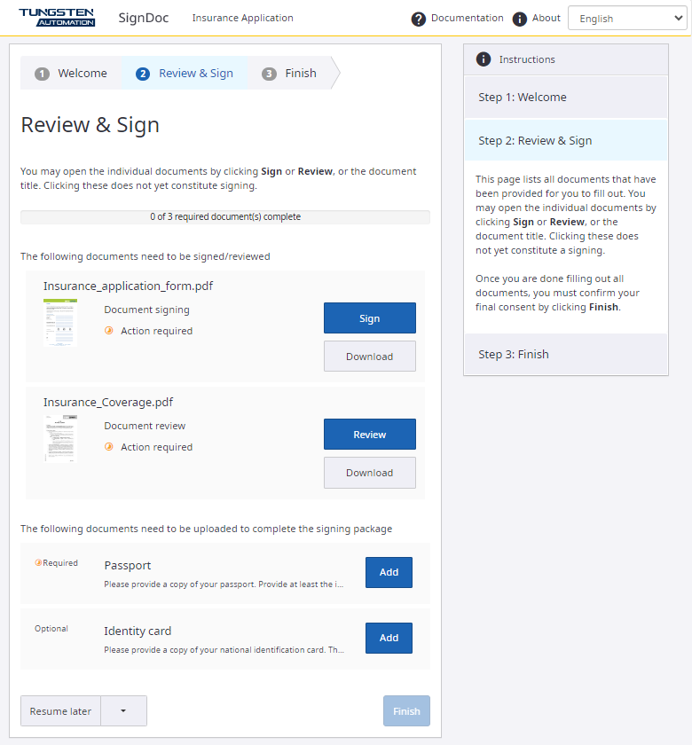 Review and sign documents