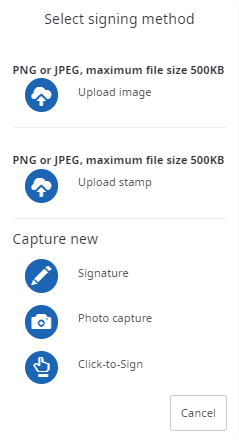 Select signing method