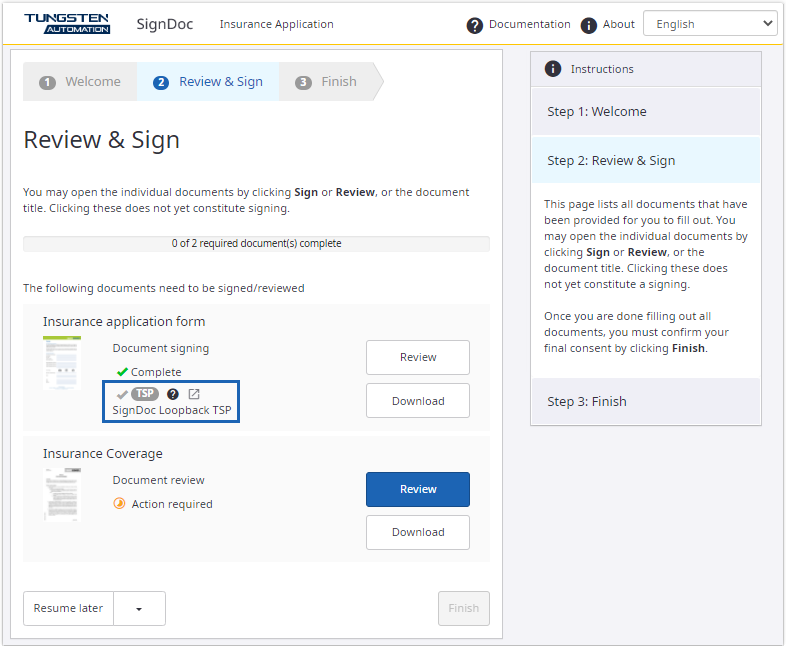 Reopen the TSP dialog box