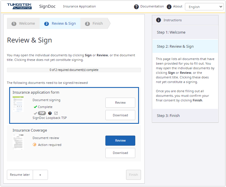TSP signature completed