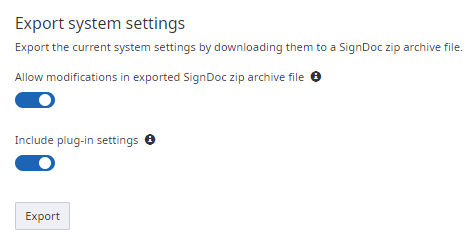 Export system settings