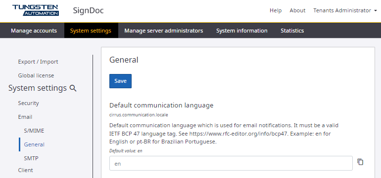 General email settings