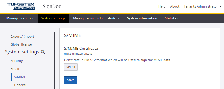 S/MIME configuration