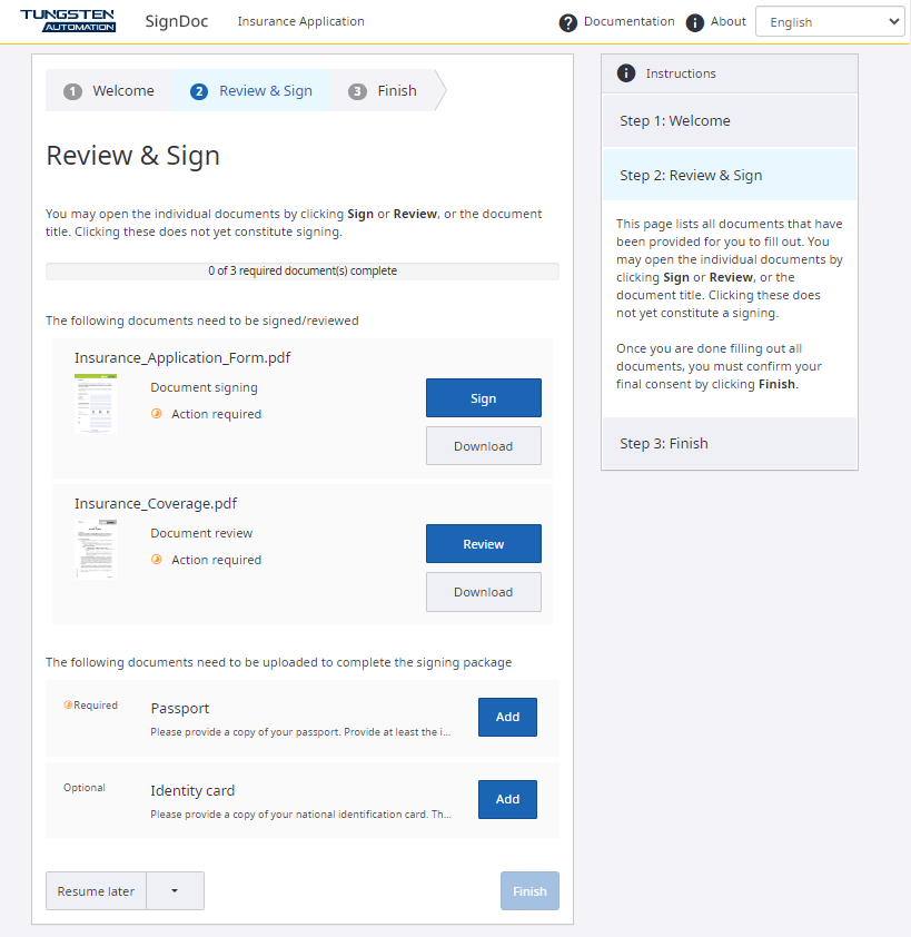 Review and sign documents