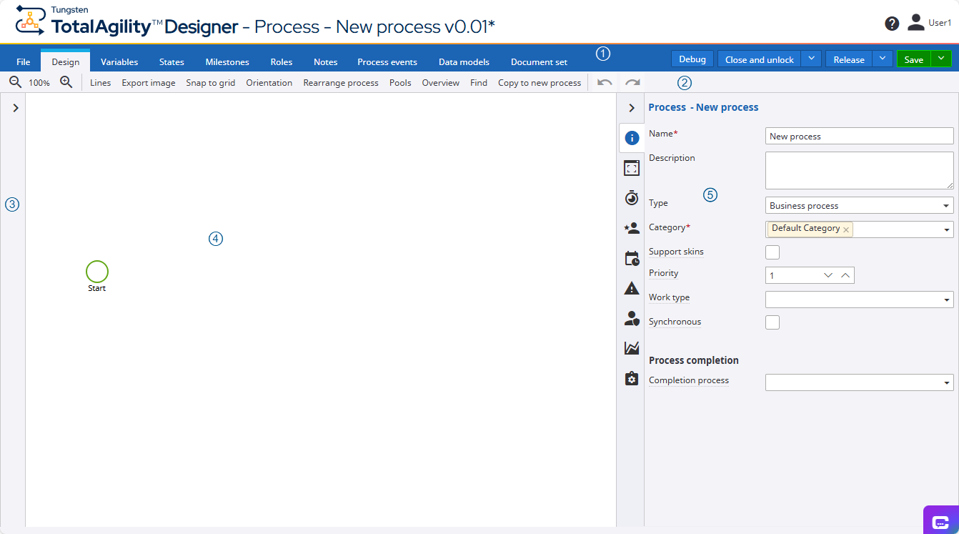 Process Designer interface
