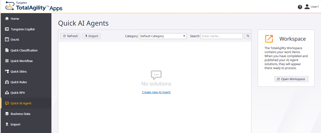 Quick Workflow Home page