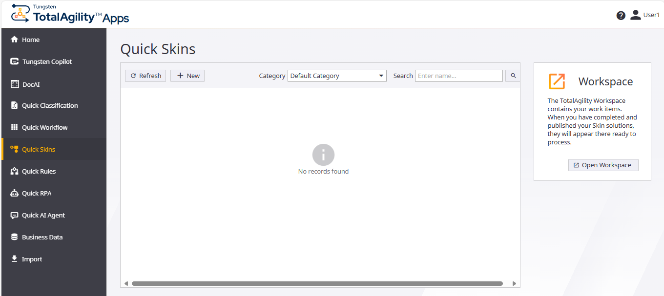 Quick Workflow Home page