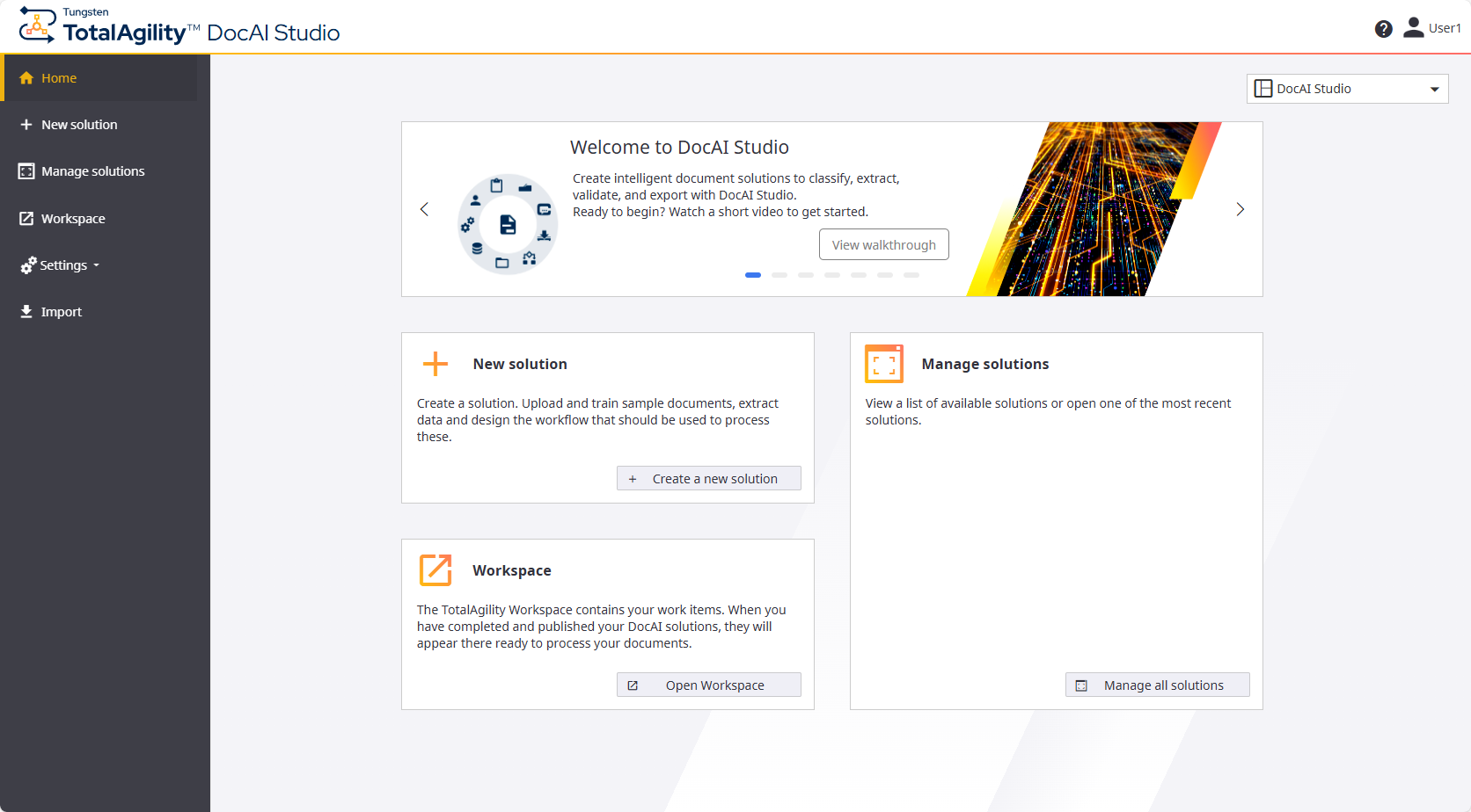 DocAI studio home page