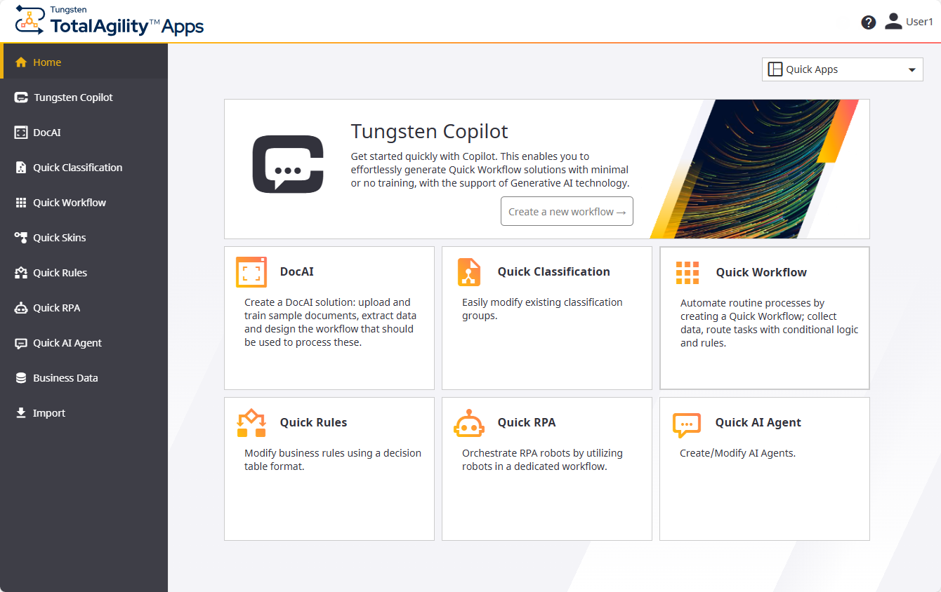 Quick Apps home page