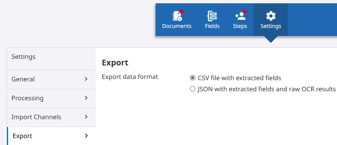 JSON export DocAI