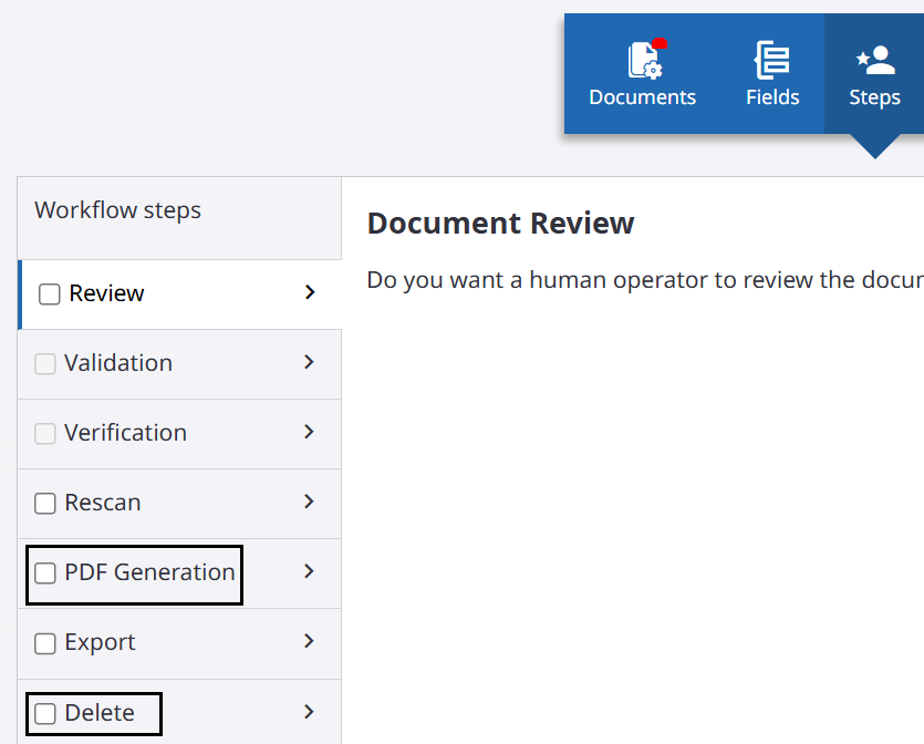 Document review page DocAI
