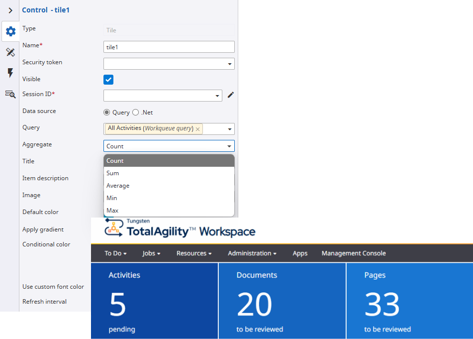 Aggregate list Tile control