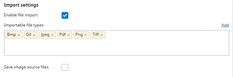 Enable file import check box