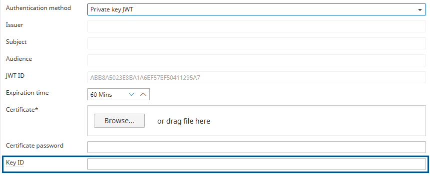 Key ID for Private Key JWT Authentication method