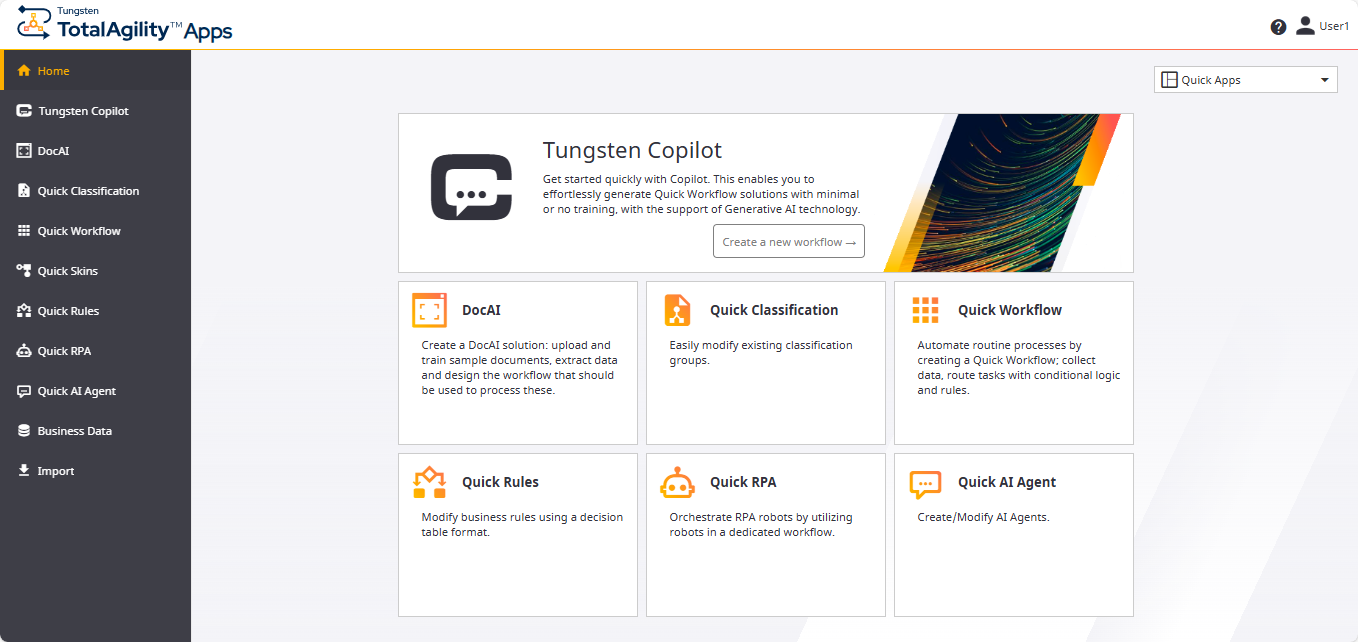 TotalAgility Apps Home page