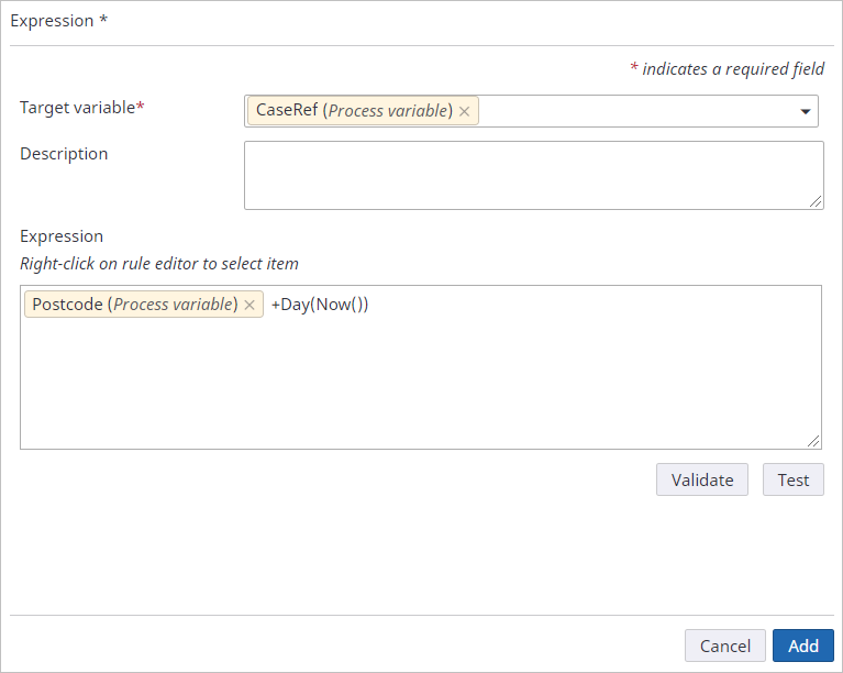 Expression dialog box