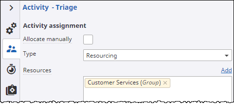 Triage activity Resource assignment tab