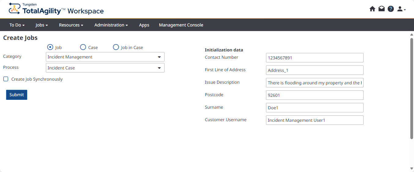 Create jobs page