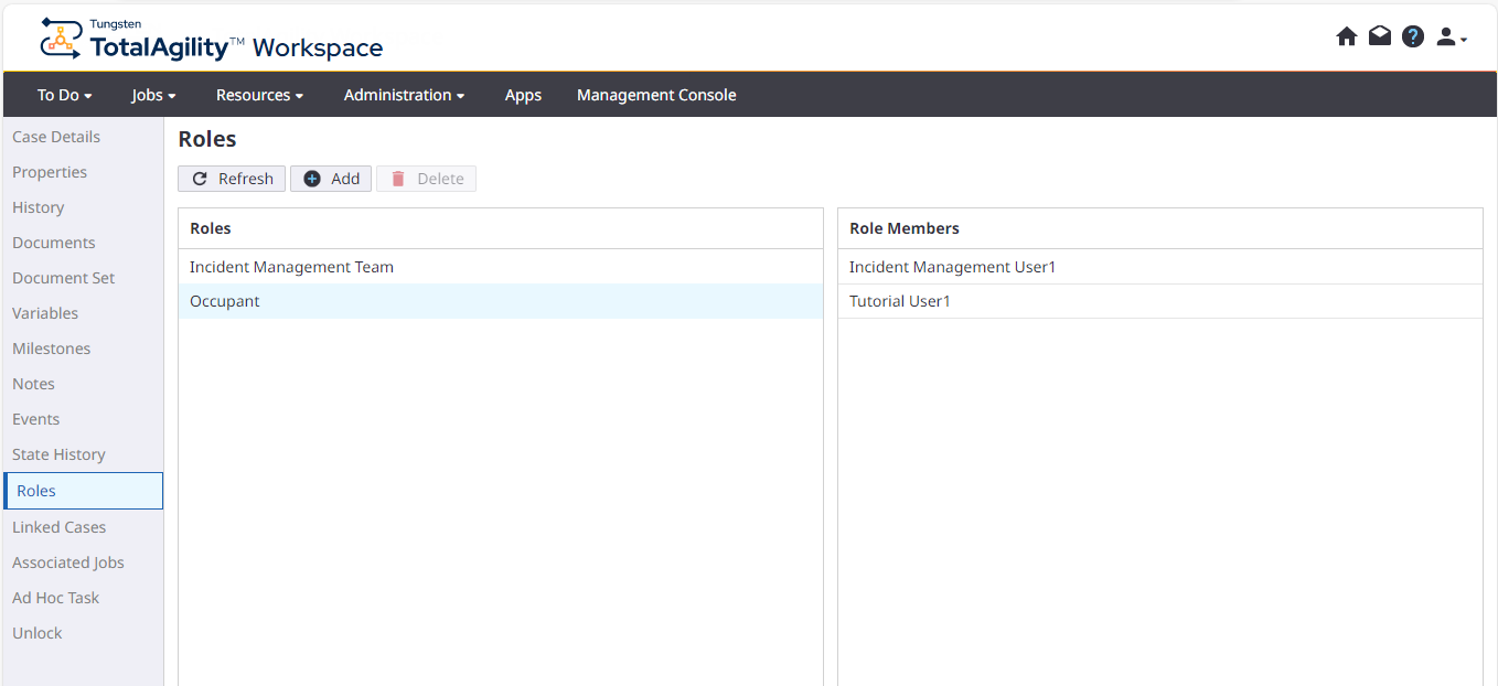 Roles tab