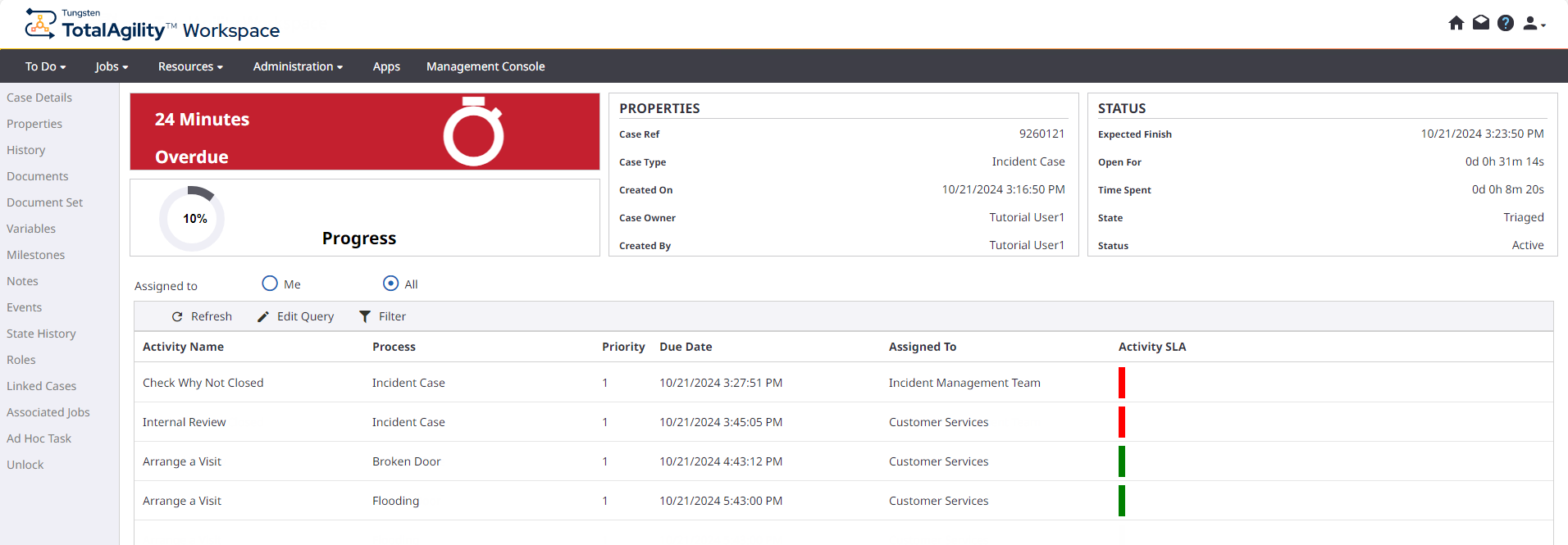 Progress of an Incident case