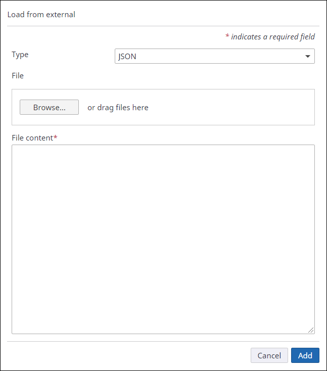 Load from external dialog box