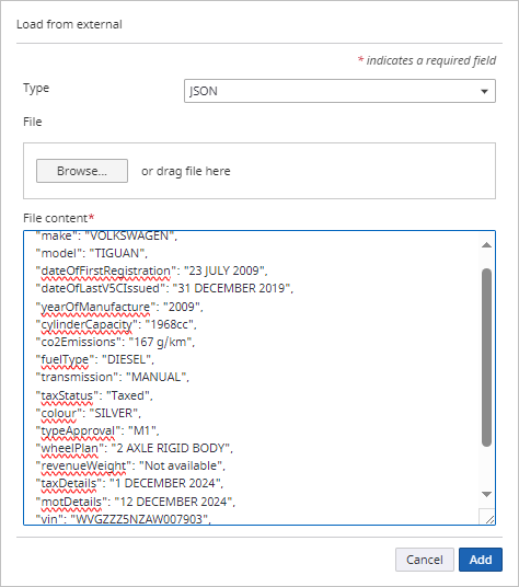 JSON loaded from external site